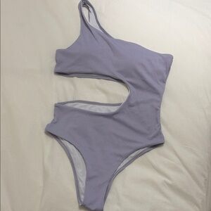 SHEIN Lavender One Shoulder Cutout One Piece